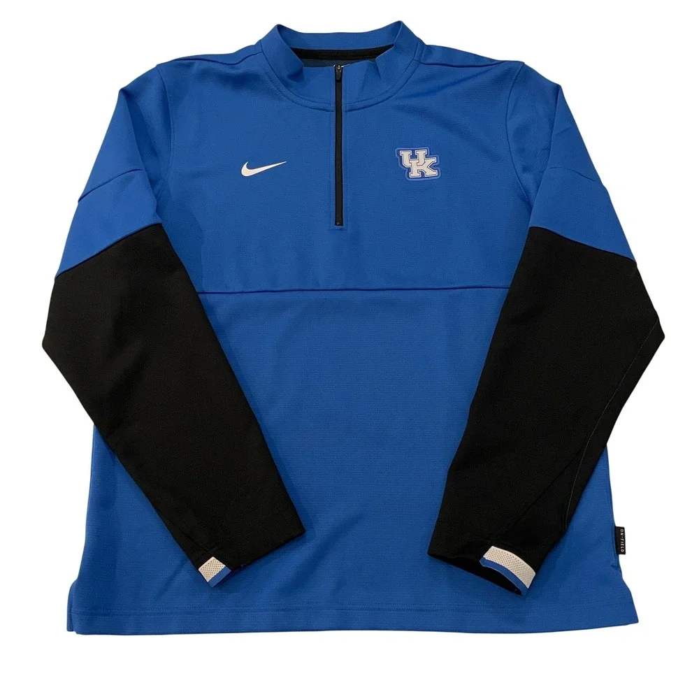Nike Kentucky Wildcats Mens Medium Dri-FIT Quarter Zip Pullover Blue Black UK